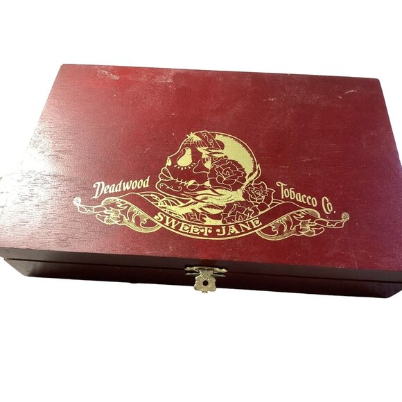 DEADWOOD SWEET JANE TOBACCO EMPTY WOODEN CIGAR BOX With Hinges* EUC - Picture 1 of 9